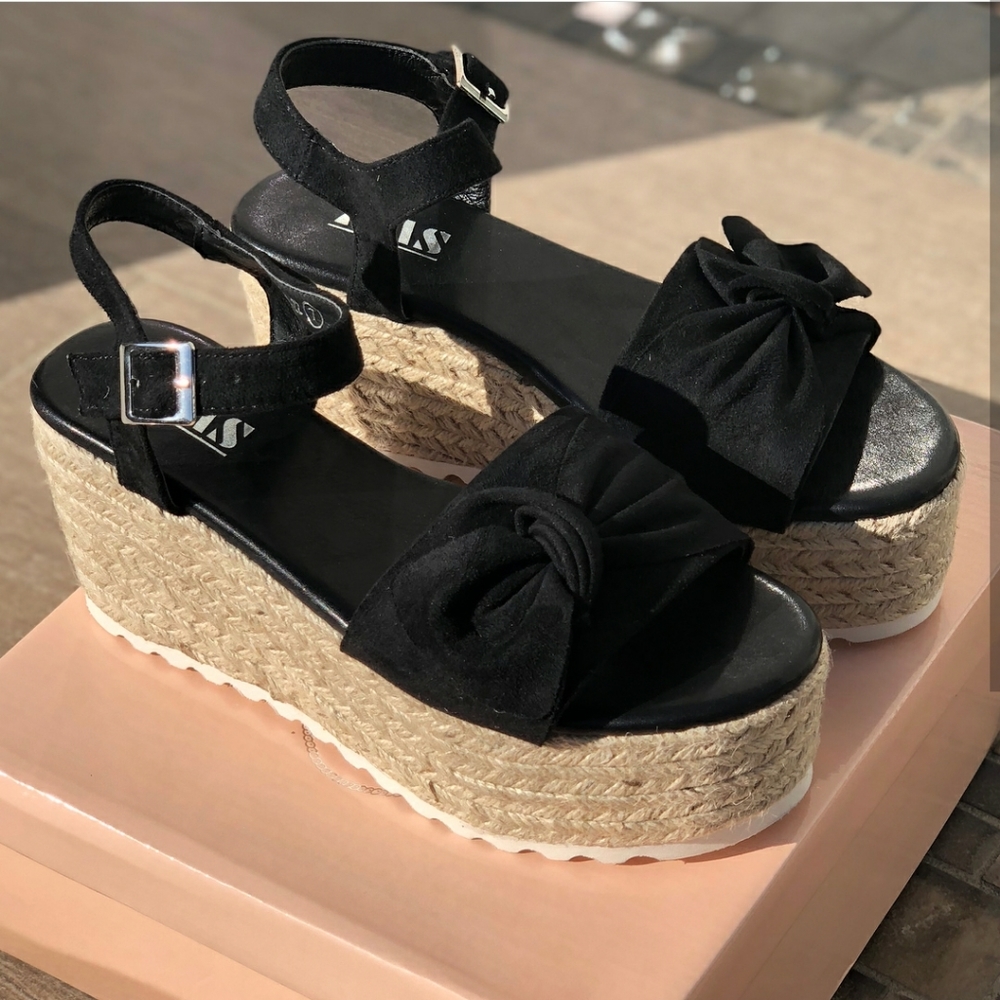 HP ESPADRILLE BOW TIE PLATFORM WEDGE SANDALS - Picture 6 of 8